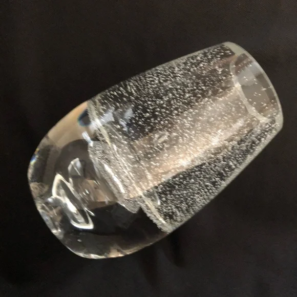 Crystal Hand Blown & Shaped Vase Clear Bubbles Made in Poland - Picture 3 of 8